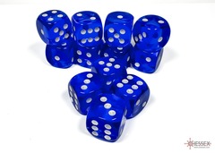 Translucent Blue/white 16mm d6 Dice Block (12 dice) - CHX23606